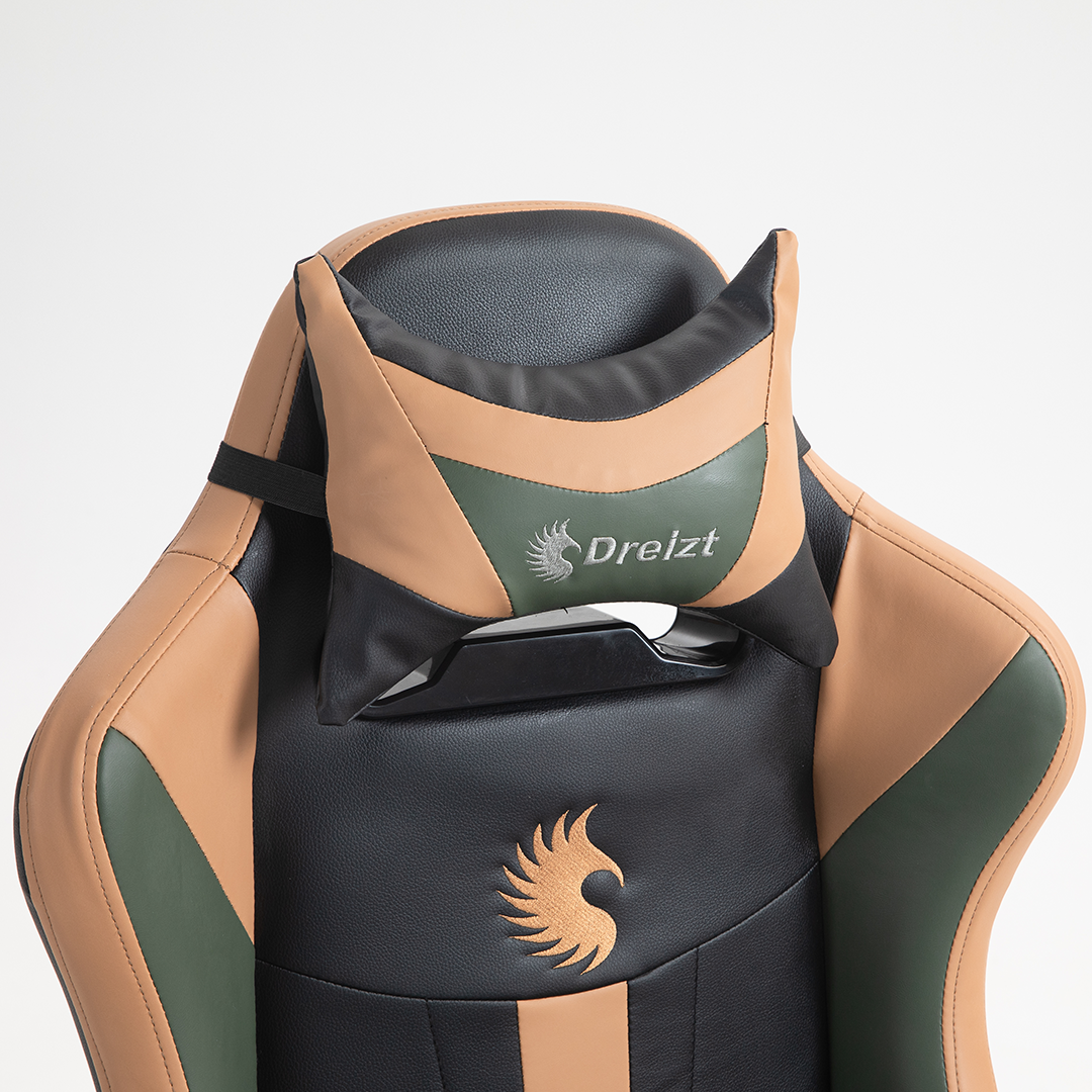 Silla Gamer Dreizt Heroes Series Verde Land Premium Alta Calidad Reclinable Con Posapies Gas Lift Clase 4