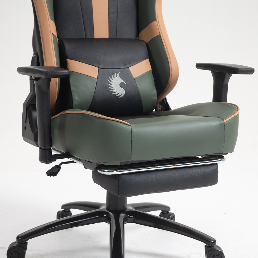 Silla Gamer Dreizt Heroes Series Verde Land Premium Alta Calidad Reclinable Con Posapies Gas Lift Clase 4