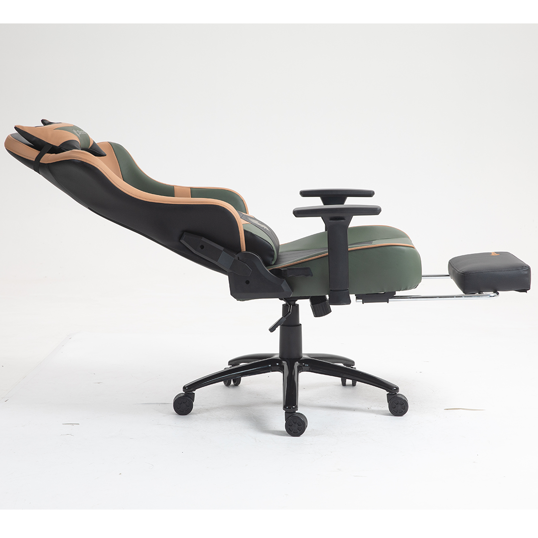 Silla Gamer Dreizt Heroes Series Verde Land Premium Alta Calidad Reclinable Con Posapies Gas Lift Clase 4