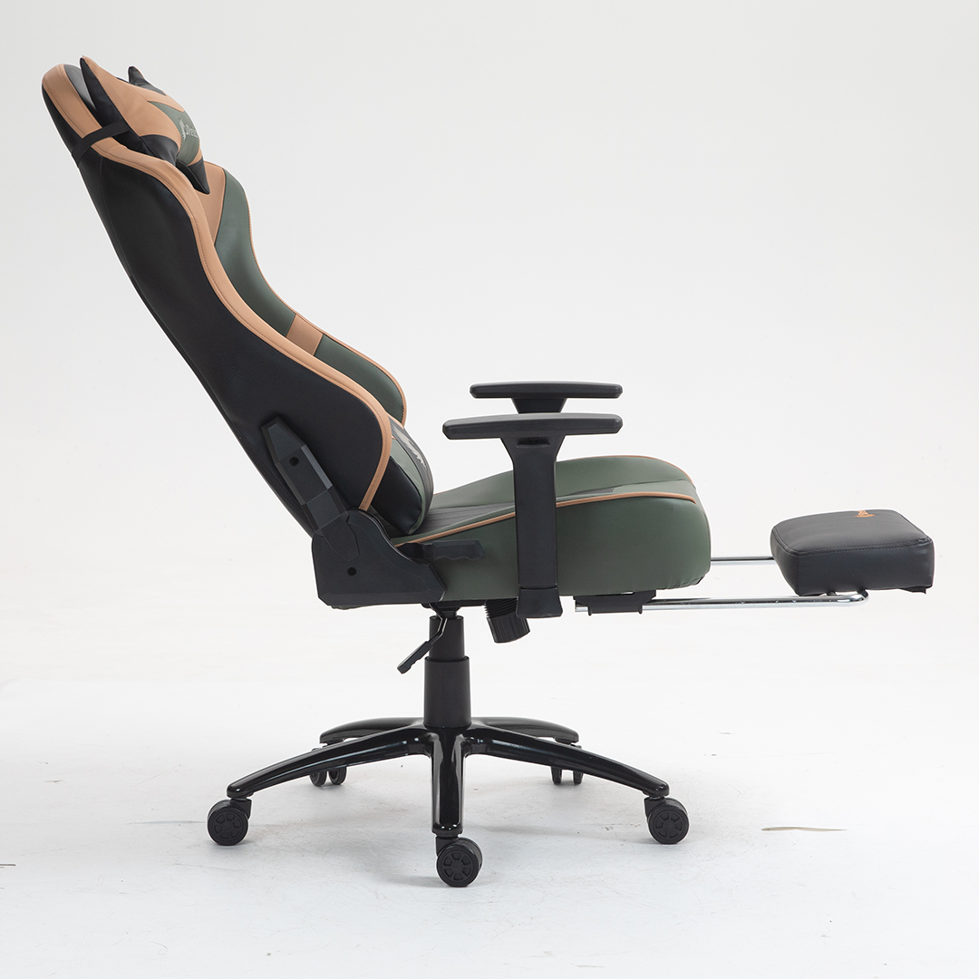 Silla Gamer Dreizt Heroes Series Verde Land Premium Alta Calidad Reclinable Con Posapies Gas Lift Clase 4