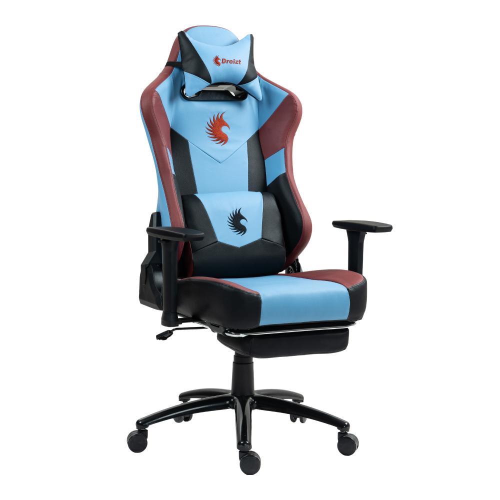 Silla Gamer Dreizt Heroes Series Azul Claro Premium Alta Calidad