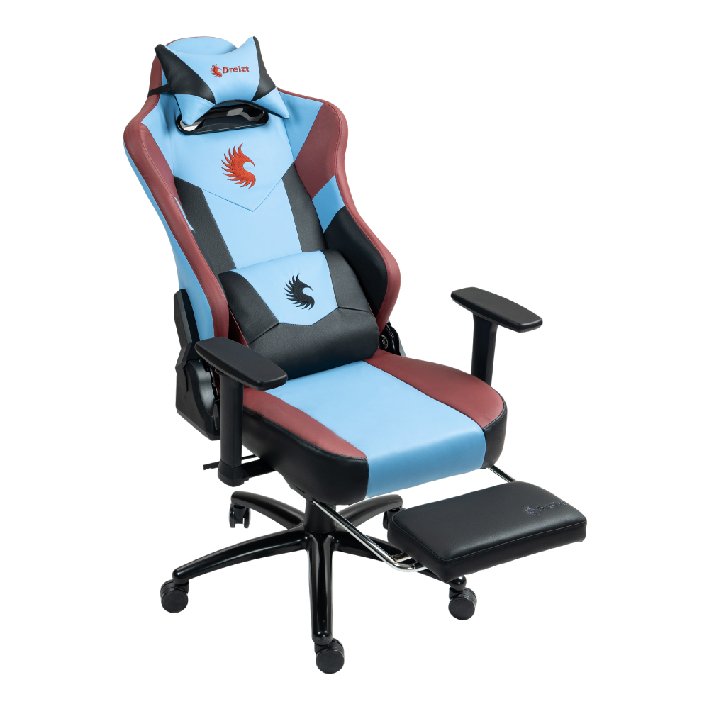 Silla Gamer Dreizt Heroes Series Azul Claro Premium Alta Calidad