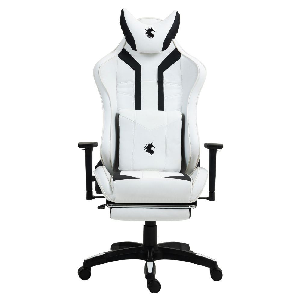 Silla Gamer Dreizt Devil Series Blanco Pro 180° Reclinable Alta Calidad Con Posapies