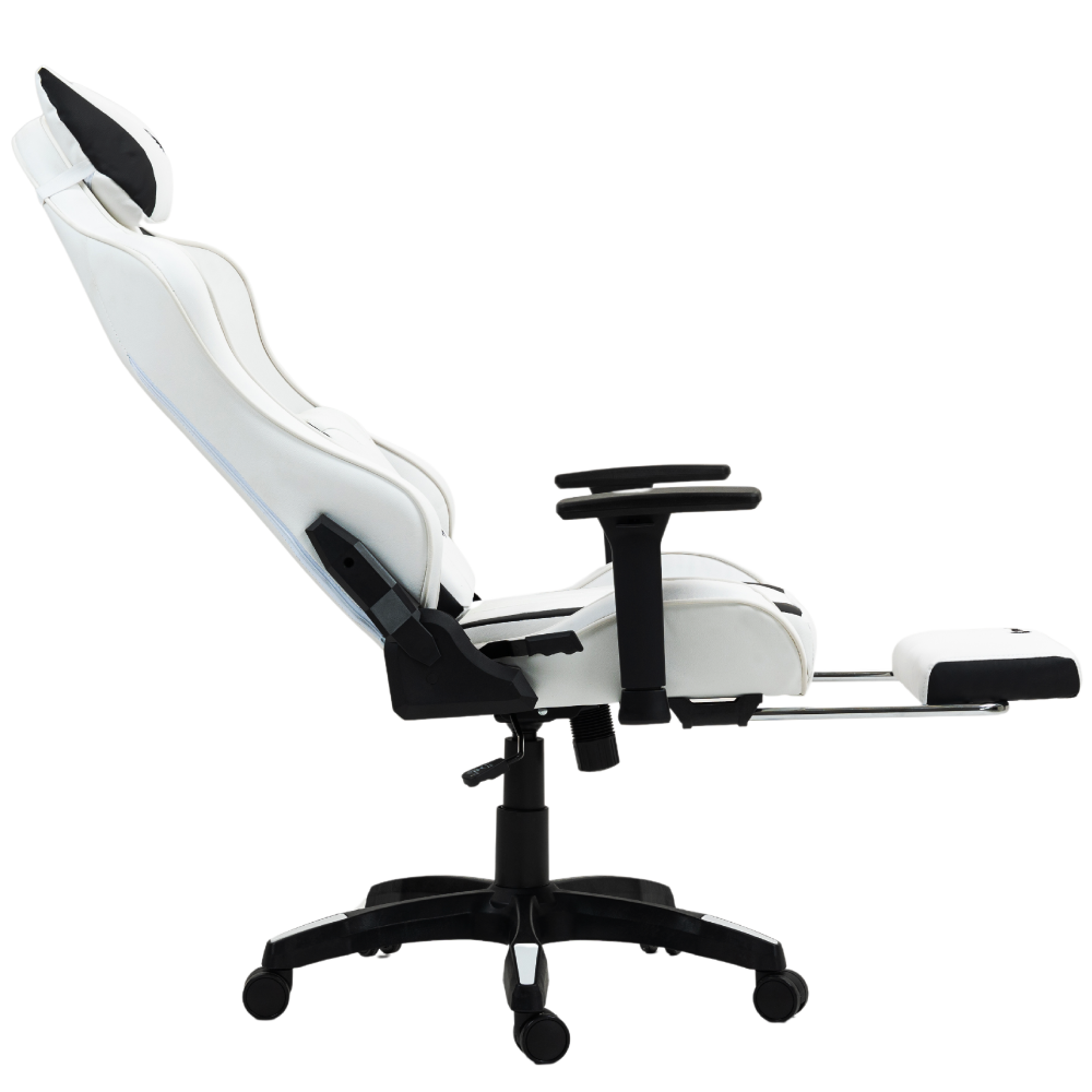 Silla Gamer Dreizt Devil Series Blanco Pro 180° Reclinable Alta Calidad Con Posapies