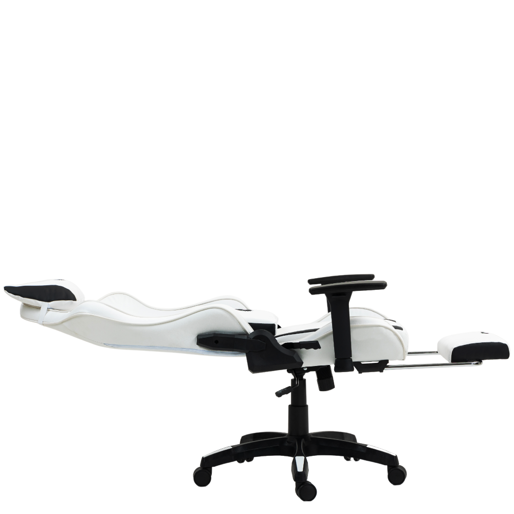 Silla Gamer Dreizt Devil Series Blanco Pro 180° Reclinable Alta Calidad Con Posapies