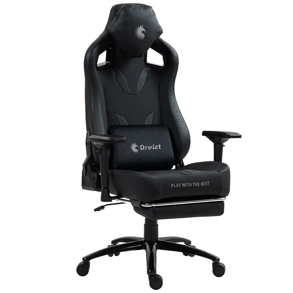 Silla Gamer Dreizt Thunder Series Negro Premium Con Posapies Clase 4