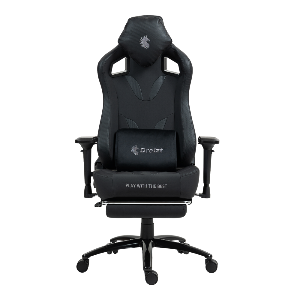 Silla Gamer Dreizt Thunder Series Negro Premium Con Posapies Clase 4