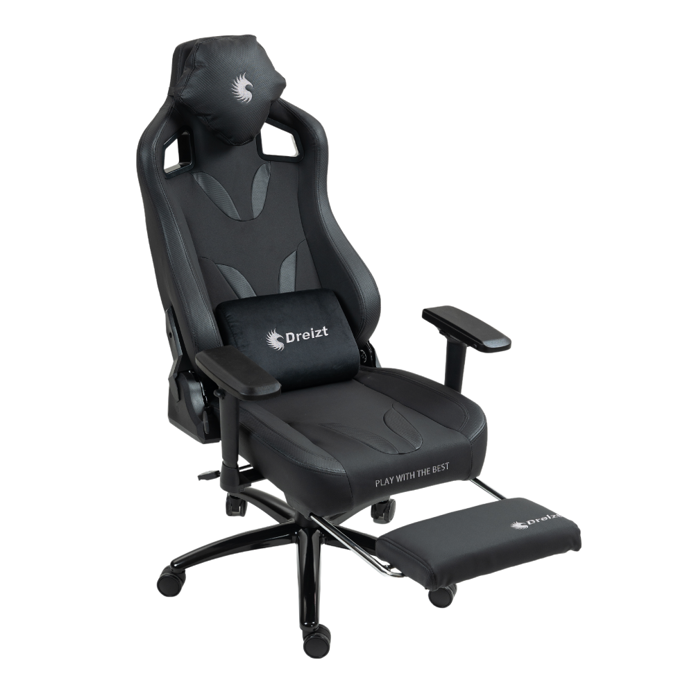 Silla Gamer Dreizt Thunder Series Negro Premium Con Posapies Clase 4