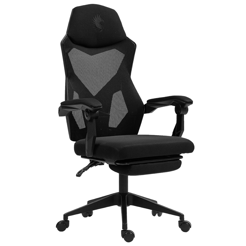 Silla Gamer Ergonómica Dreizt Mesh XL Negro Con Posapies Reclinable
