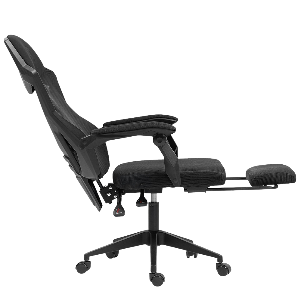 Silla Gamer Ergonómica Dreizt Mesh XL Negro Con Posapies Reclinable