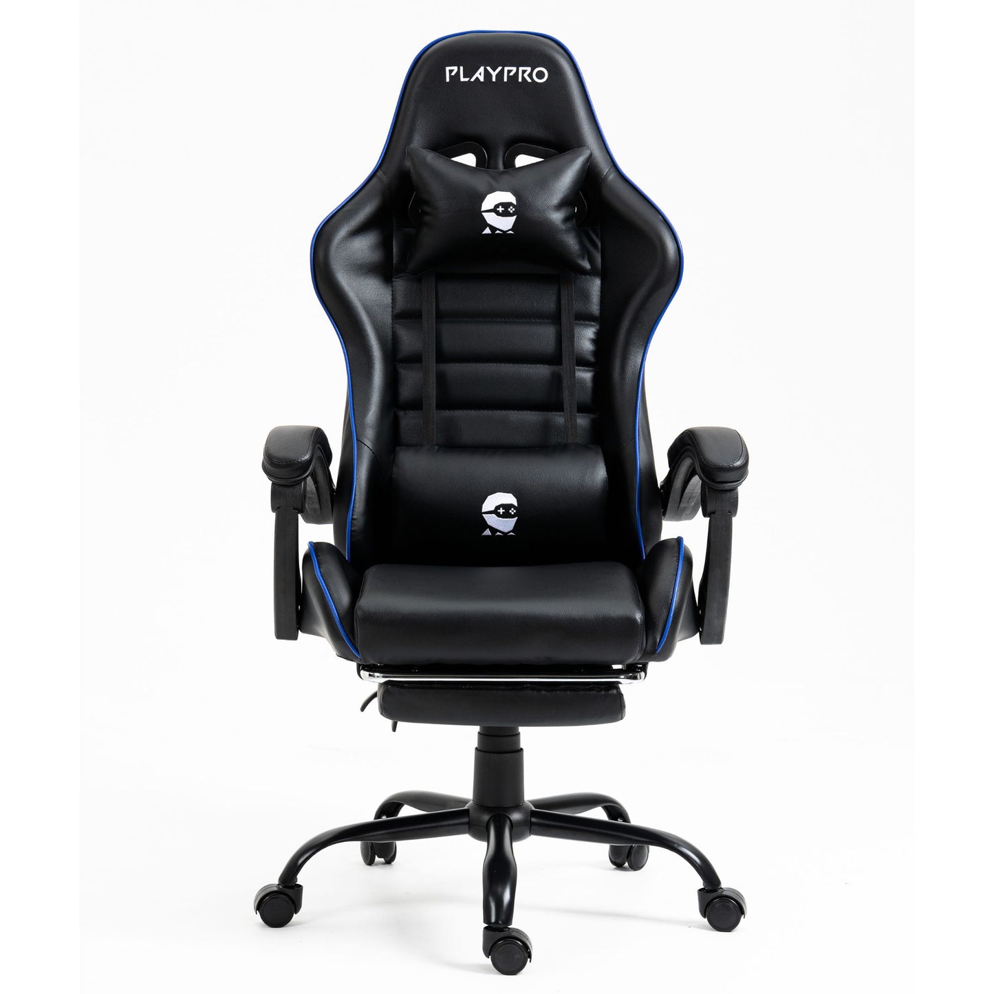 Silla Gamer Con Masajeador Lumbar Playpro X1 Azul Base de Metal