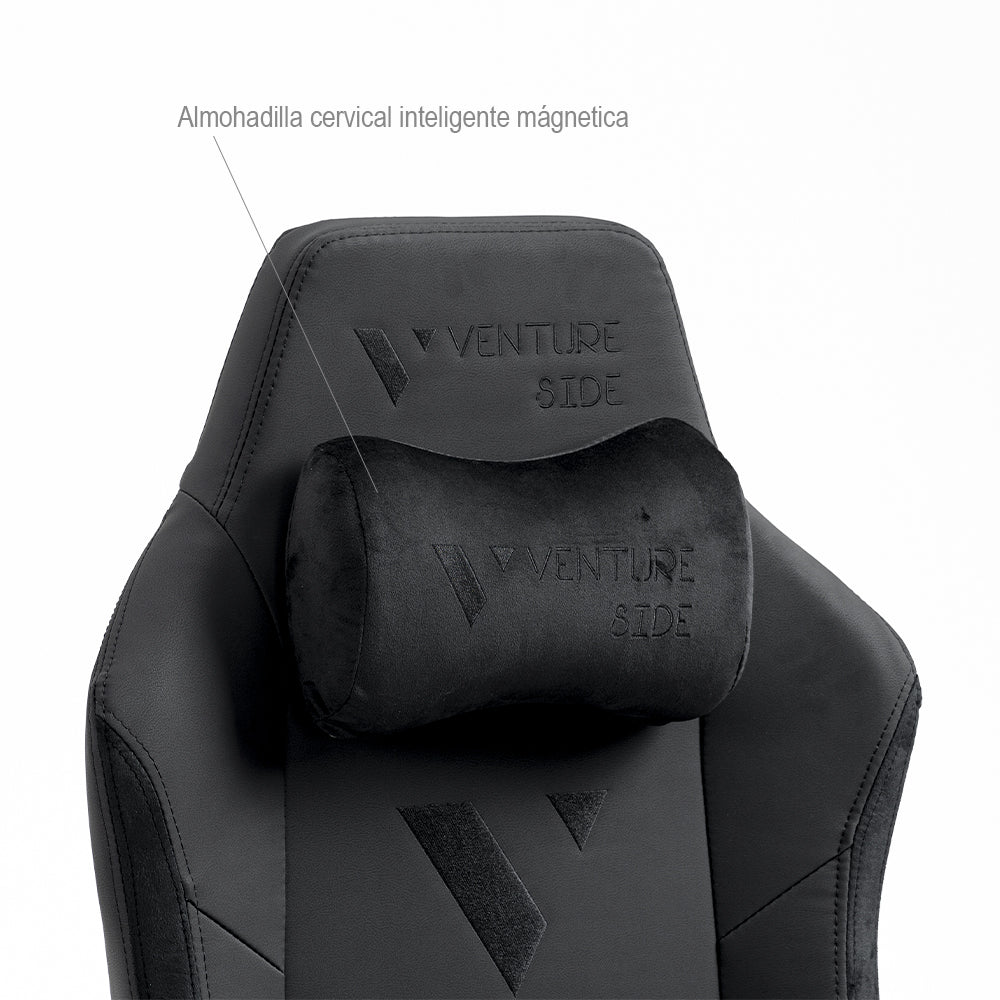 Silla Gamer Venture Side Prime Negro Cuero Almohadilla Inteligente Magnetica Reclinable