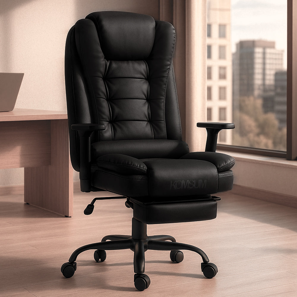 Silla Ergonomica de Oficina Gerencial Base de Acero Roma Komsum Negro