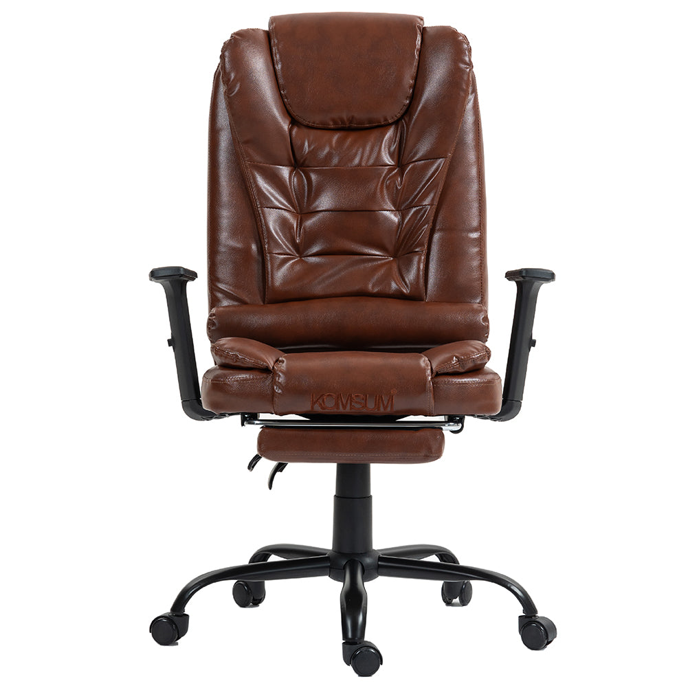 Silla Ergonomica Oficina Gerencial Base de Acero Roma Komsum Marrón Claro