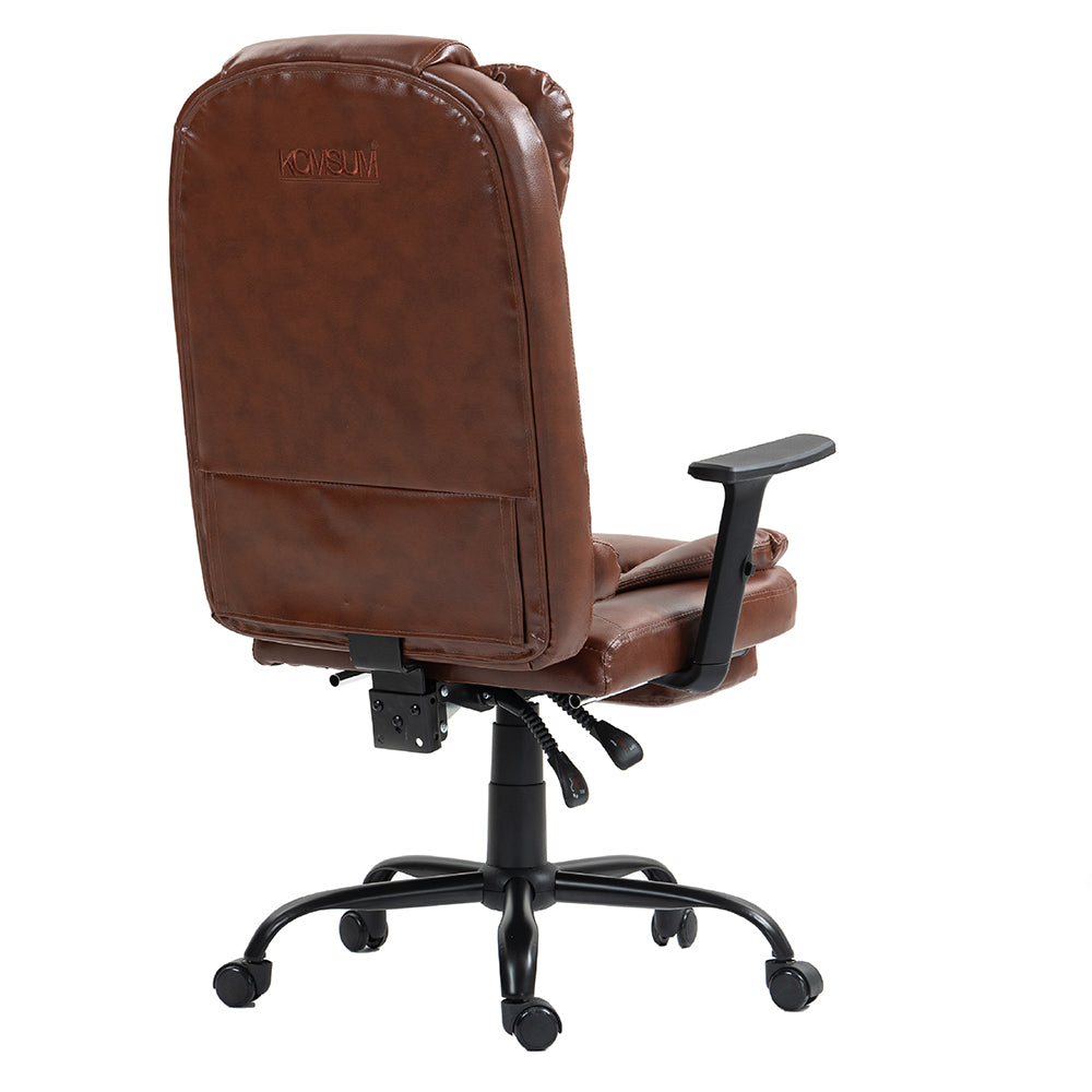 Silla Ergonomica Oficina Gerencial Base de Acero Roma Komsum Marrón Claro