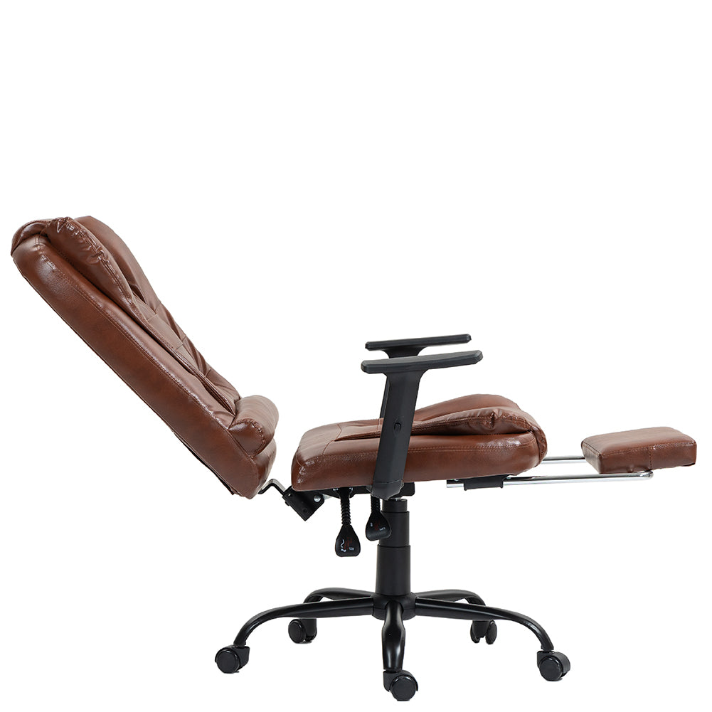 Silla Ergonomica Oficina Gerencial Base de Acero Roma Komsum Marrón Claro