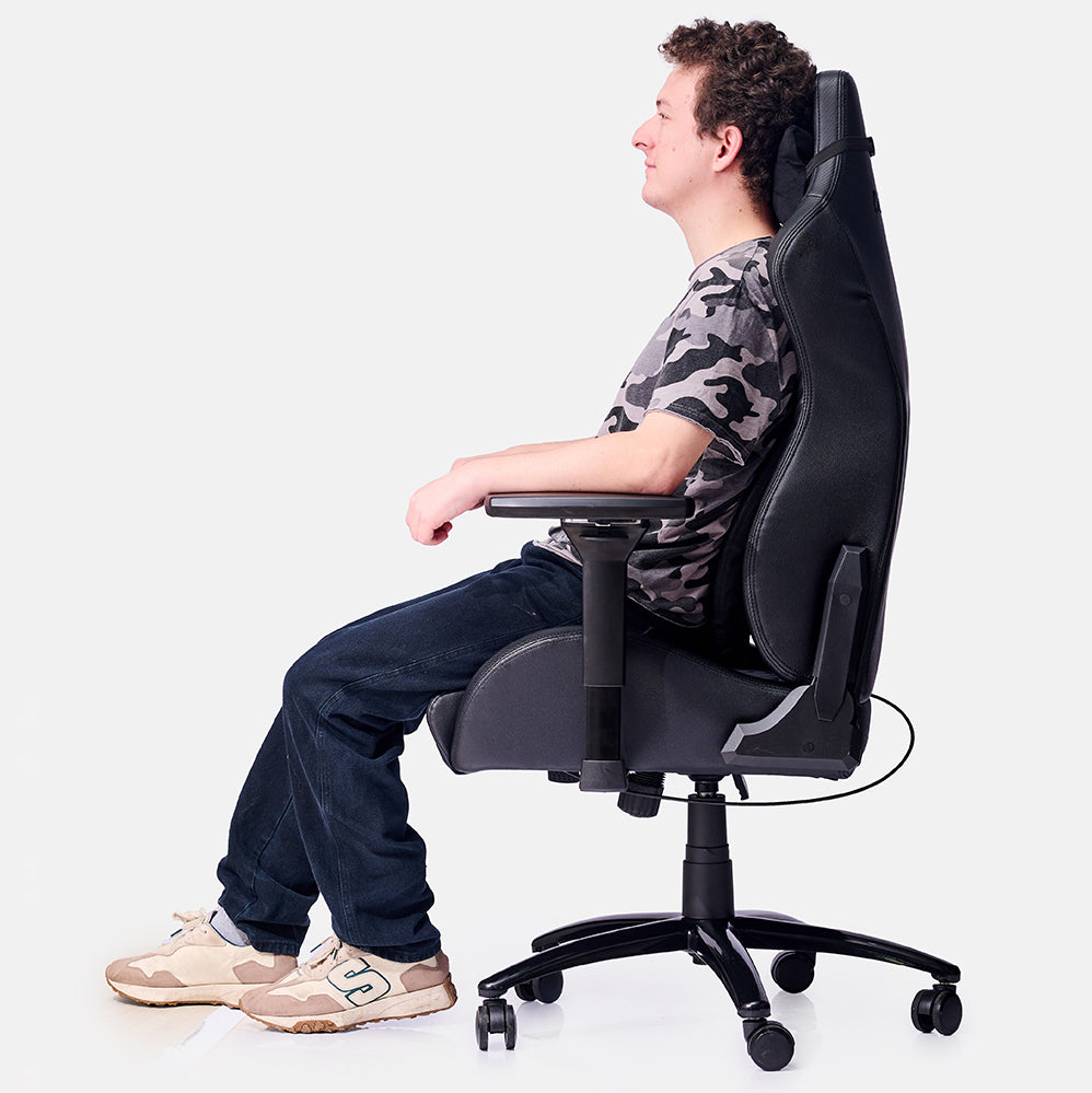 Silla Gamer Dreizt Titan Series Gris Premium Almohadilla Inteligente Reclinable Gas Lift Clase 4