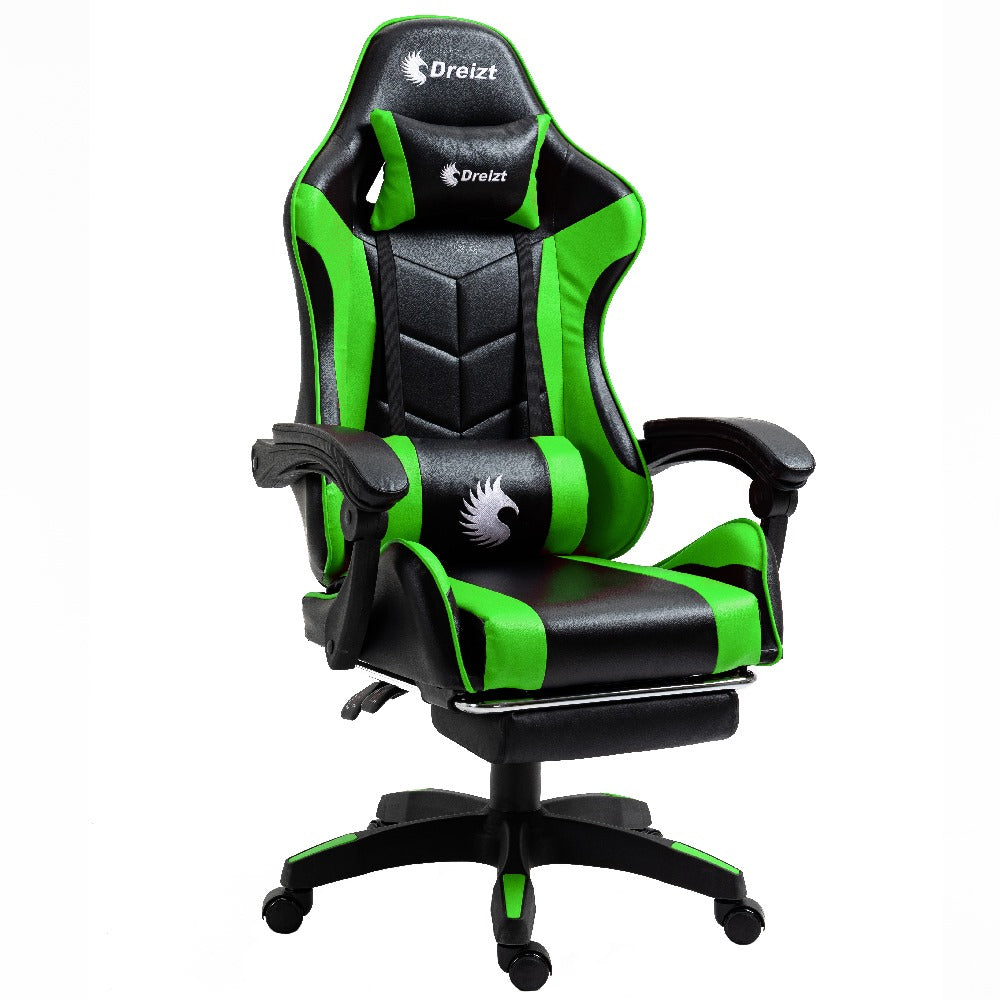 Silla Gamer Ergonómica Dreizt Shine Series Verde Con Posapies Reclinable