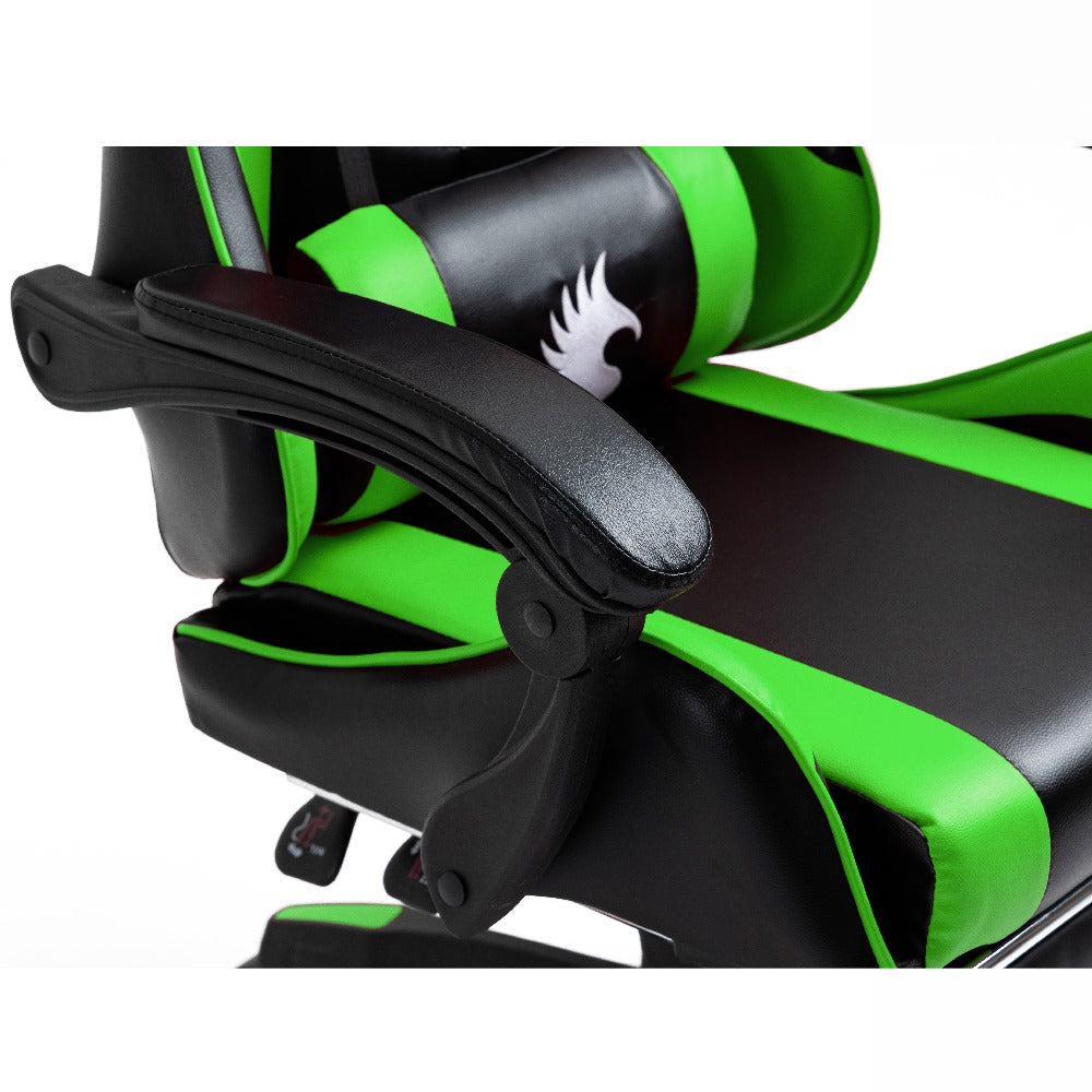 Silla Gamer Ergonómica Dreizt Shine Series Verde Con Posapies Reclinable