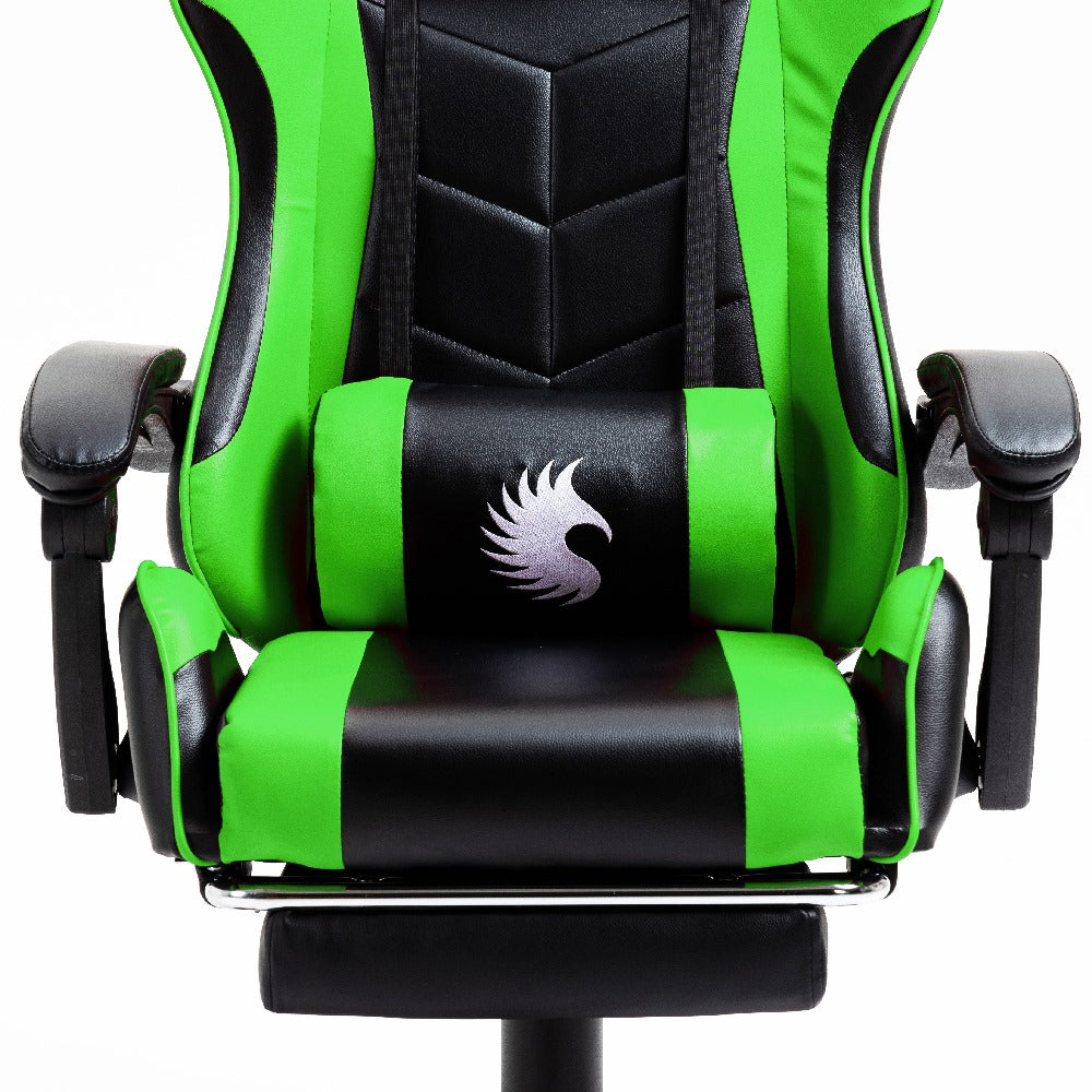 Silla Gamer Ergonómica Dreizt Shine Series Verde Con Posapies Reclinable