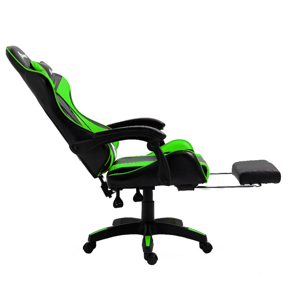 Silla Gamer Ergonómica Dreizt Shine Series Verde Con Posapies Reclinable