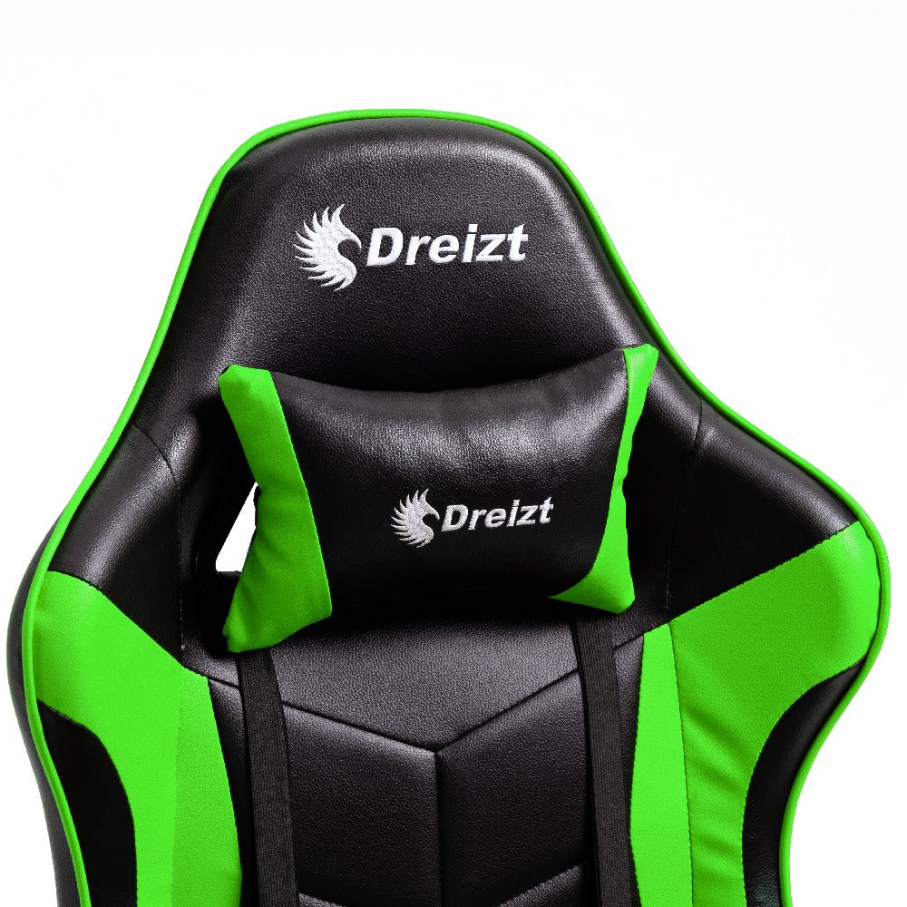 Silla Gamer Ergonómica Dreizt Shine Series Verde Con Posapies Reclinable