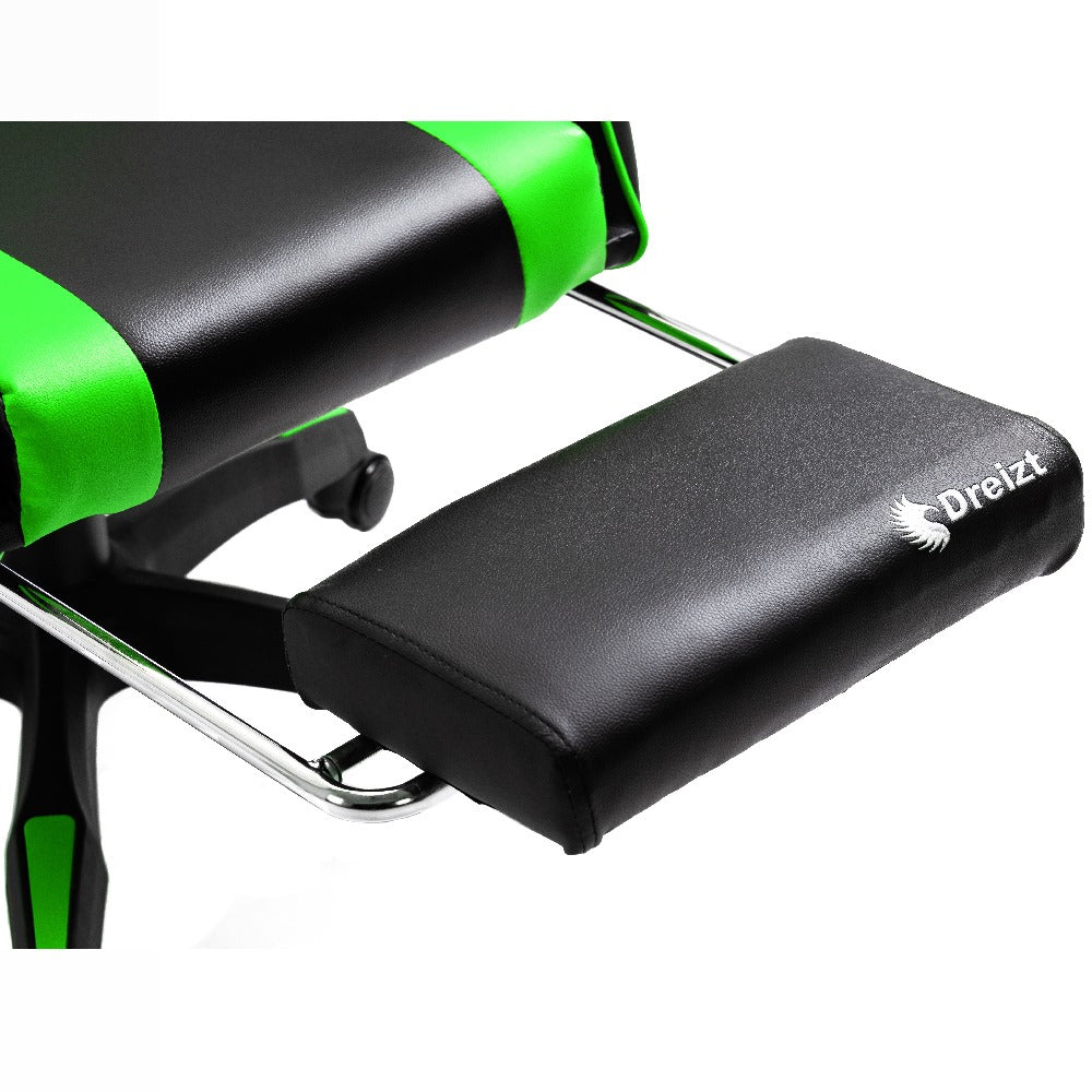 Silla Gamer Ergonómica Dreizt Shine Series Verde Con Posapies Reclinable