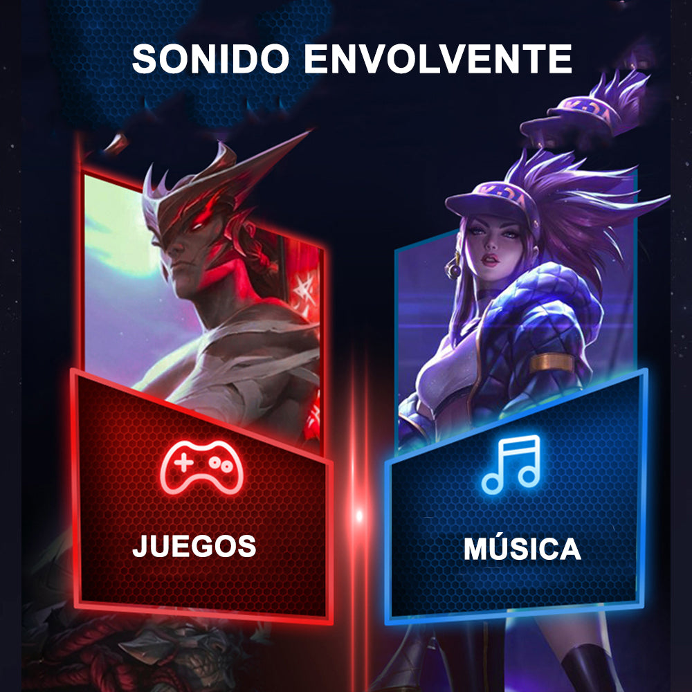 Audífonos Gamer Bluetooth M28 Inalámbrico con Luces Profesionales Power Bank
