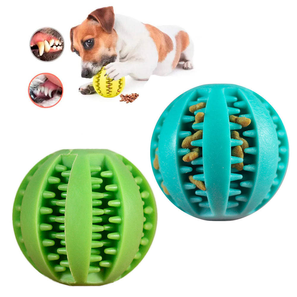 Combo 2 Pelotas Limpia Dientes para Perros Verde y Azul