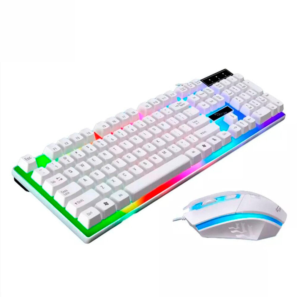 Combo Teclado y Mouse Gamer RGB Laptop PC Blanco Playpro