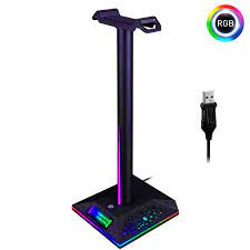 Combo Audífonos Gamer D5000 PRO Luces RGB + Soporte Parante para Audífonos Gamer RGB D6000 PRO