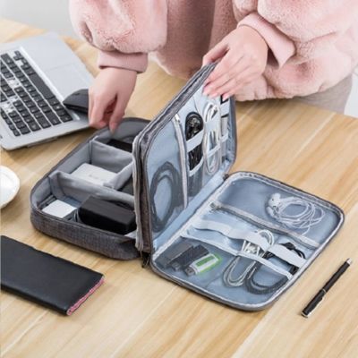 Maletín Portátil Organizador de Cables 2 Divisiones Impermeable FYI260006 Interlud Negro