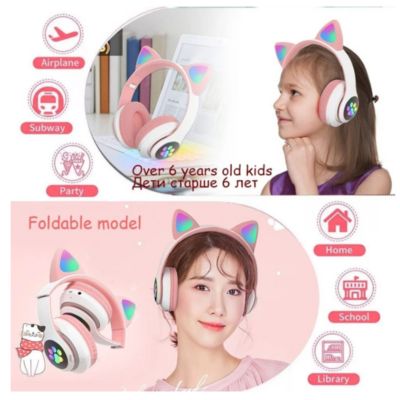 Audifonos Bluetooth Luces Rgb Gato con Radio Llamadas Spotify Negro Playpro Au240019