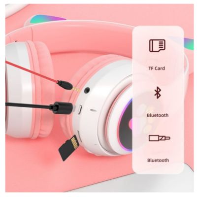 Audifonos Bluetooth Luces Rgb Gato con Radio Llamadas Spotify Negro Playpro Au240019