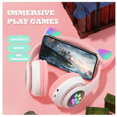 Audifonos Bluetooth Luces Rgb Gato con Radio Llamadas Spotify Negro Playpro Au240019