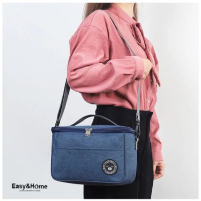 Lonchera Térmica Bolsa Almuerzo Impermeable con Correa Portátil Easy&Home HYC280039 Negro