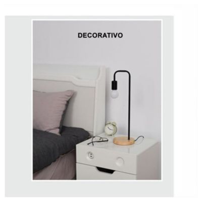 Lampara Mesa Dormitorio Madera Metal Industrial DYH390007 Buckingham