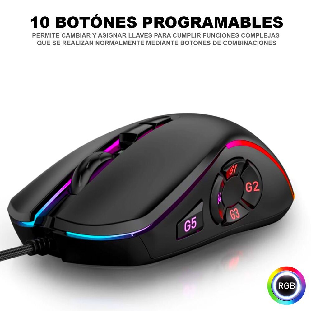 Mouse Gamer Profesional D7200 PRO RGB Dreizt