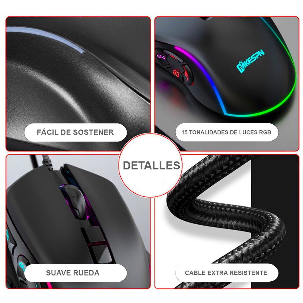 Mouse Gamer Profesional D7200 PRO RGB Dreizt