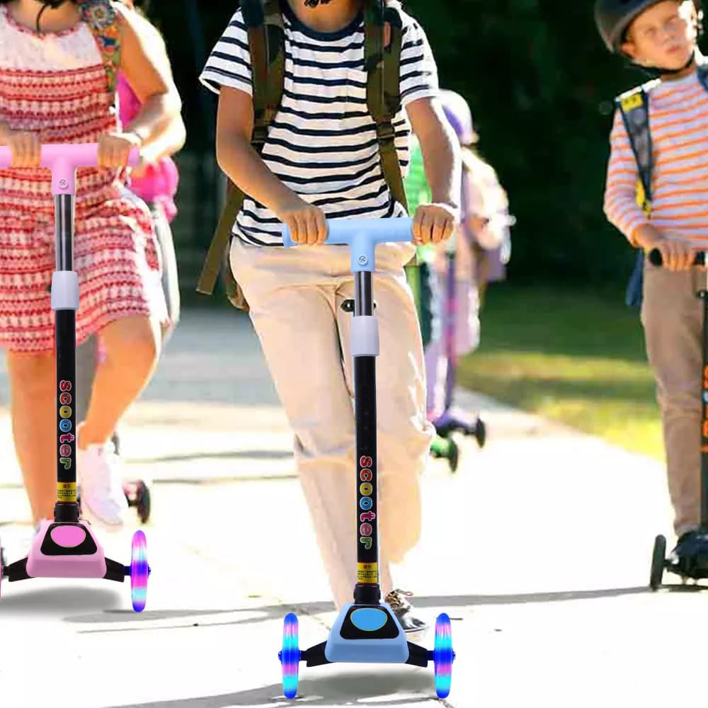 Scooter Plegable para Niños con Luces Multicolor Azul