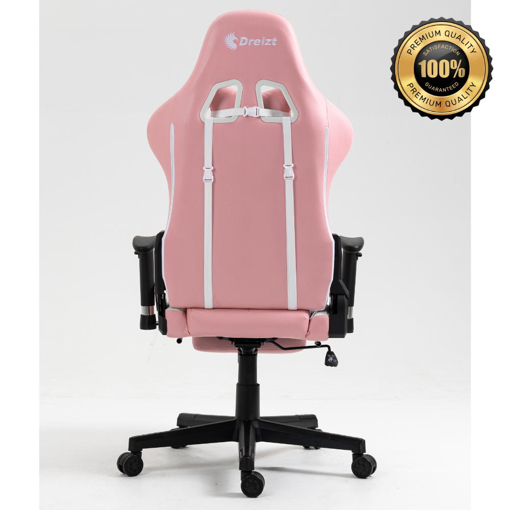 Silla Gamer Dreizt Apolo Series Rosado Pro 180° Reclinable Alta Calidad con Posapies