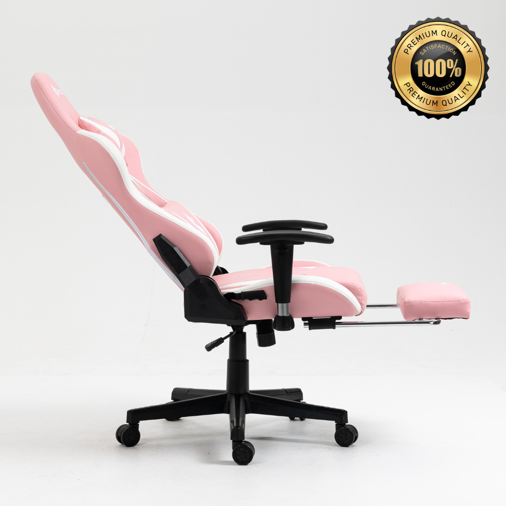 Silla Gamer Dreizt Apolo Series Rosado Pro 180° Reclinable Alta Calidad con Posapies