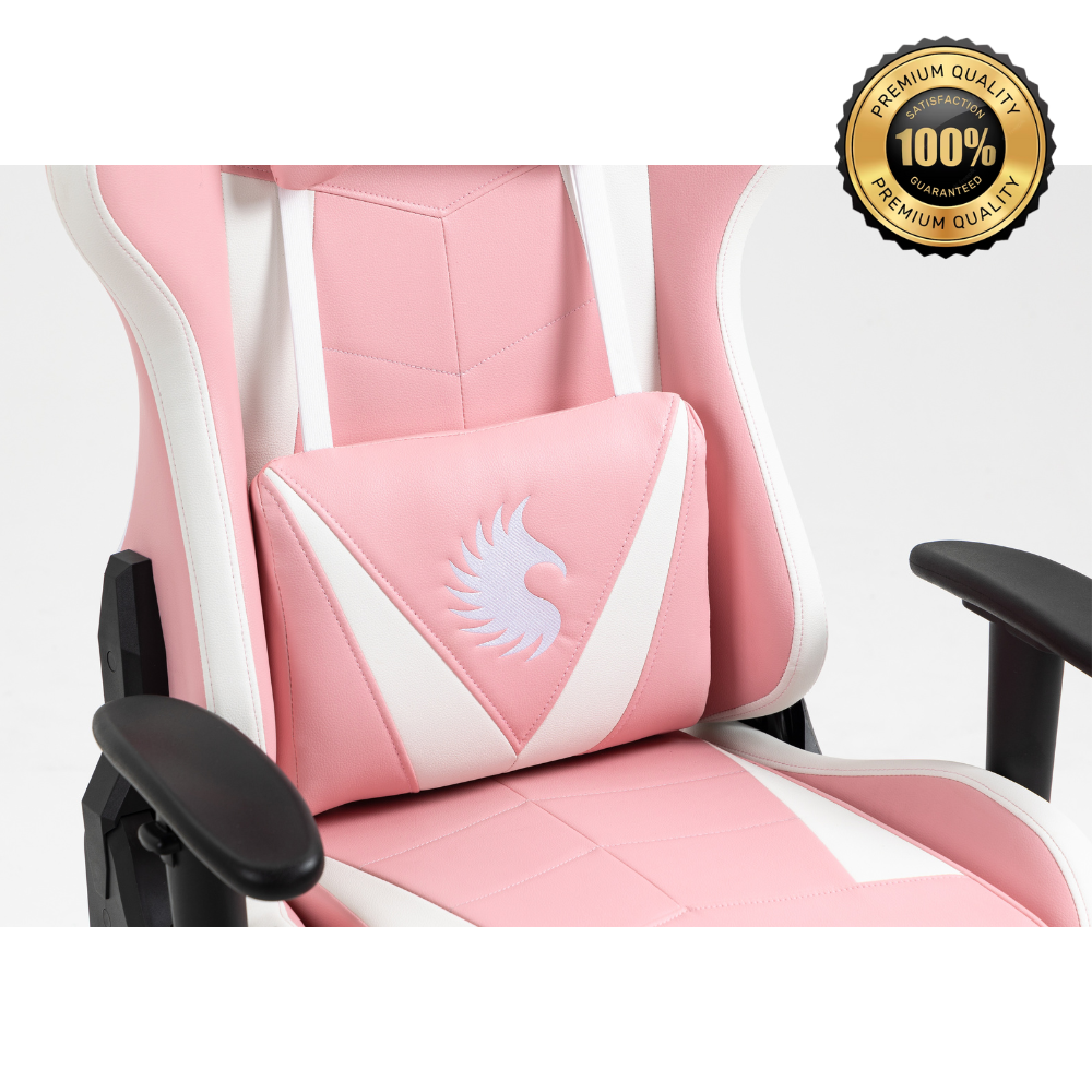 Silla Gamer Dreizt Apolo Series Rosado Pro 180° Reclinable Alta Calidad con Posapies