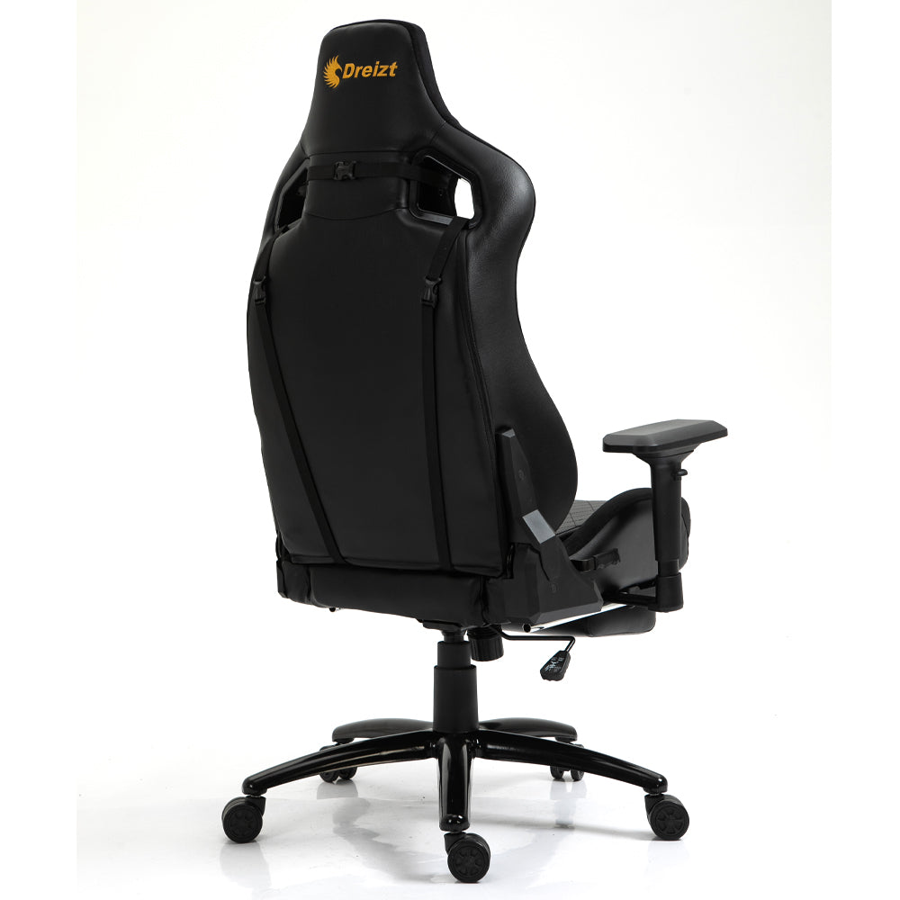 Silla Gamer Dreizt King Series Dorado Premium Alta Calidad Reclinable con Posapies Gas Lift Clase 4