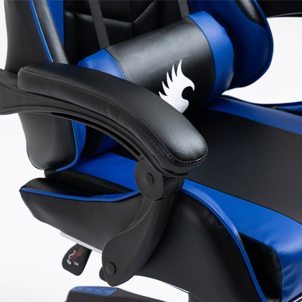 Silla Gamer Ergonómica Dreizt Shine Series Azul con Posapies Reclinable