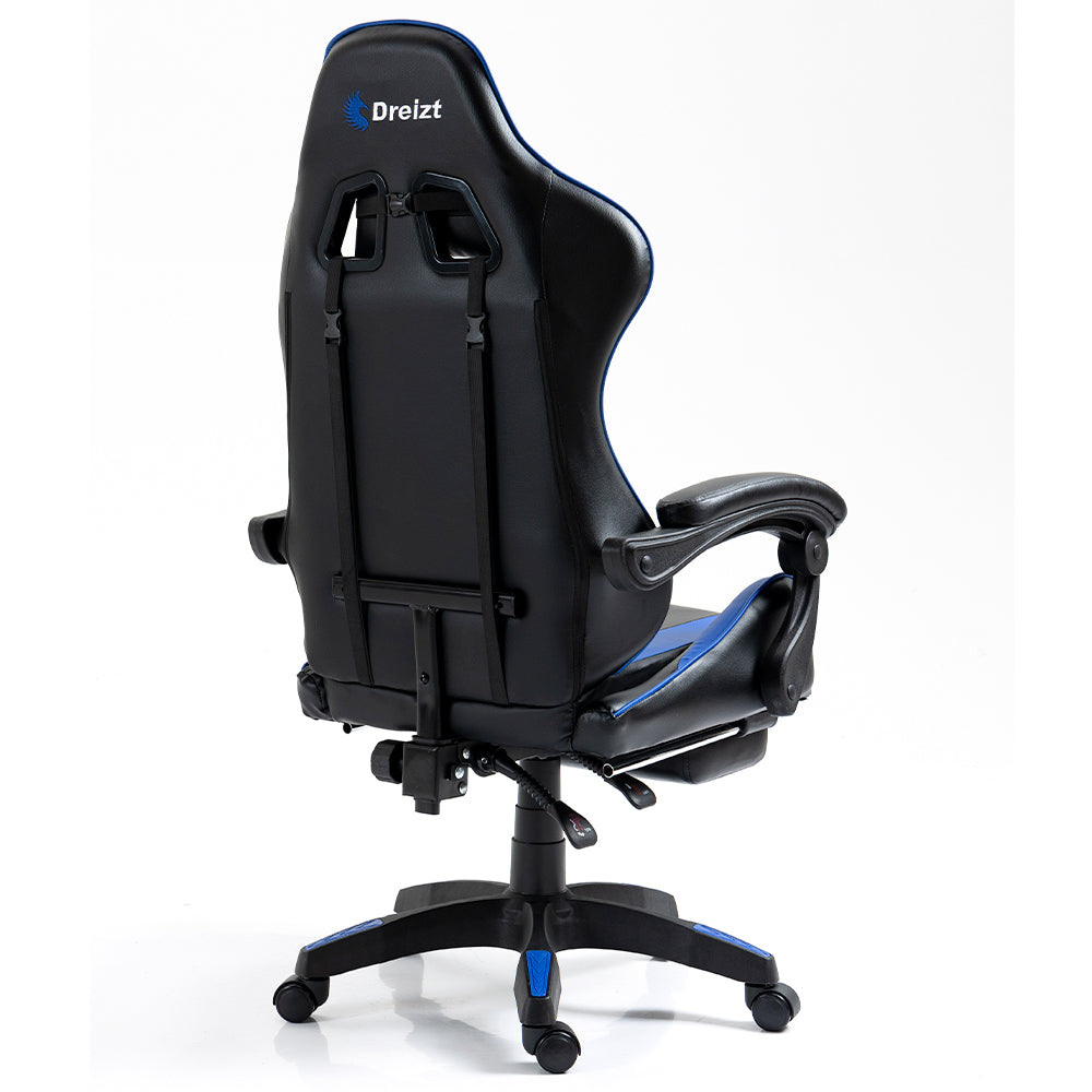 Silla Gamer Ergonómica Dreizt Shine Series Azul con Posapies Reclinable