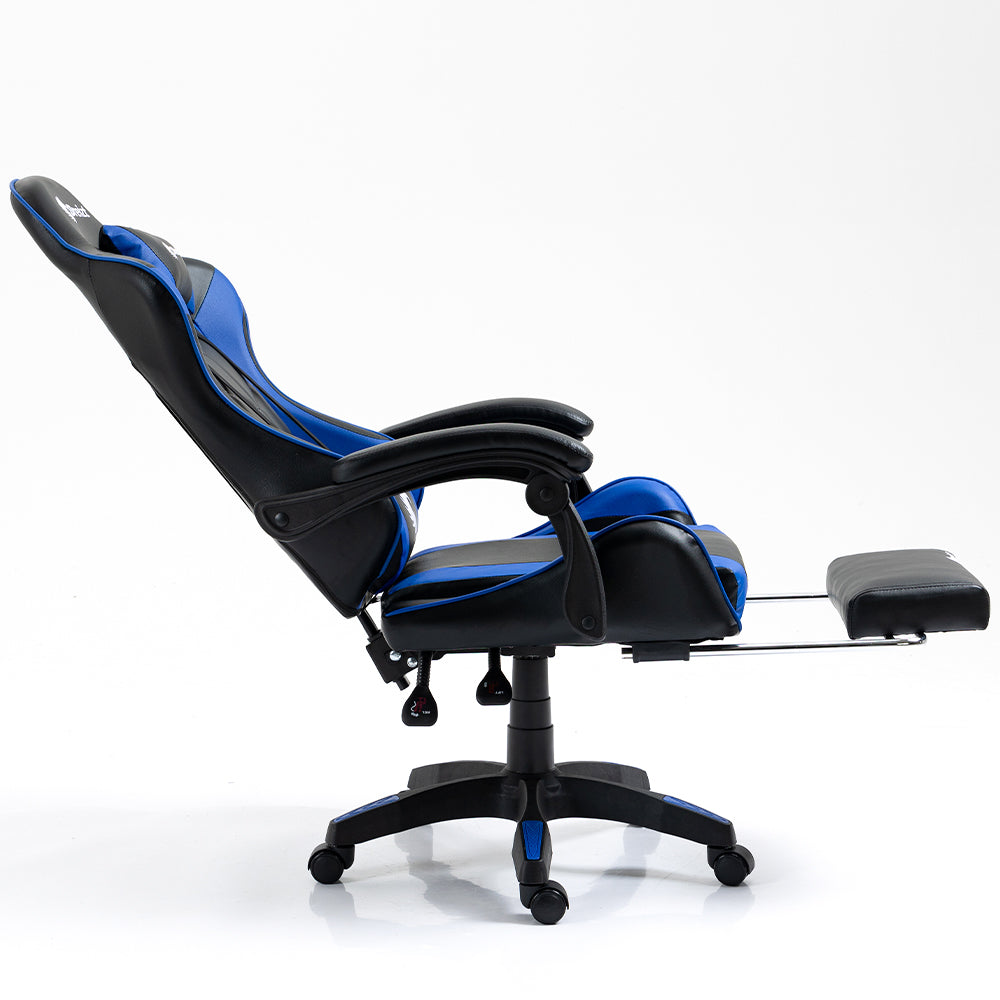 Silla Gamer Ergonómica Dreizt Shine Series Azul con Posapies Reclinable