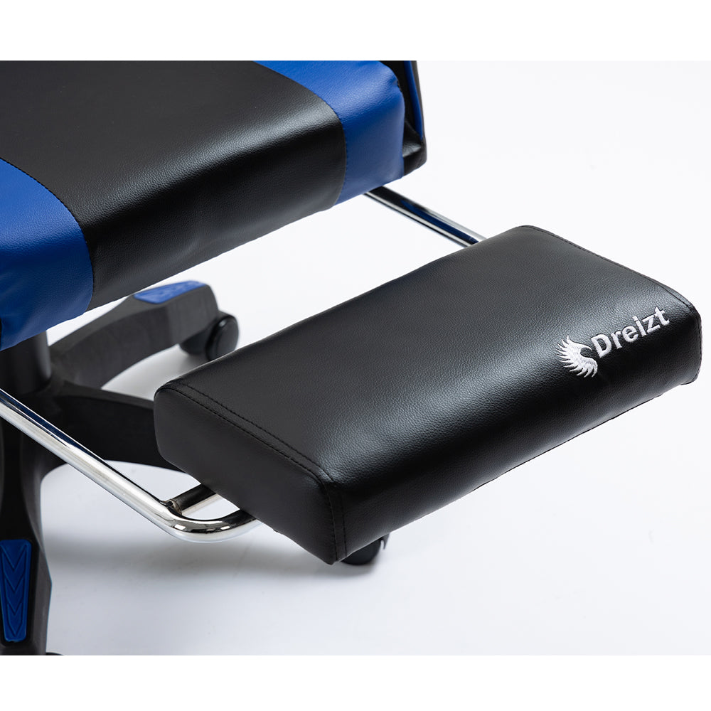 Silla Gamer Ergonómica Dreizt Shine Series Azul con Posapies Reclinable