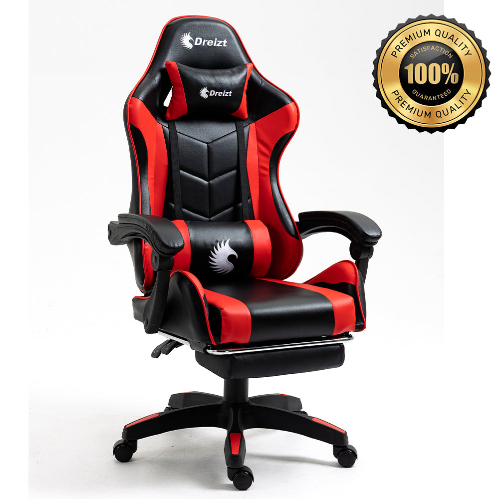 Silla Gamer Ergonómica Dreizt Shine Series Rojo con Posapies Reclinable