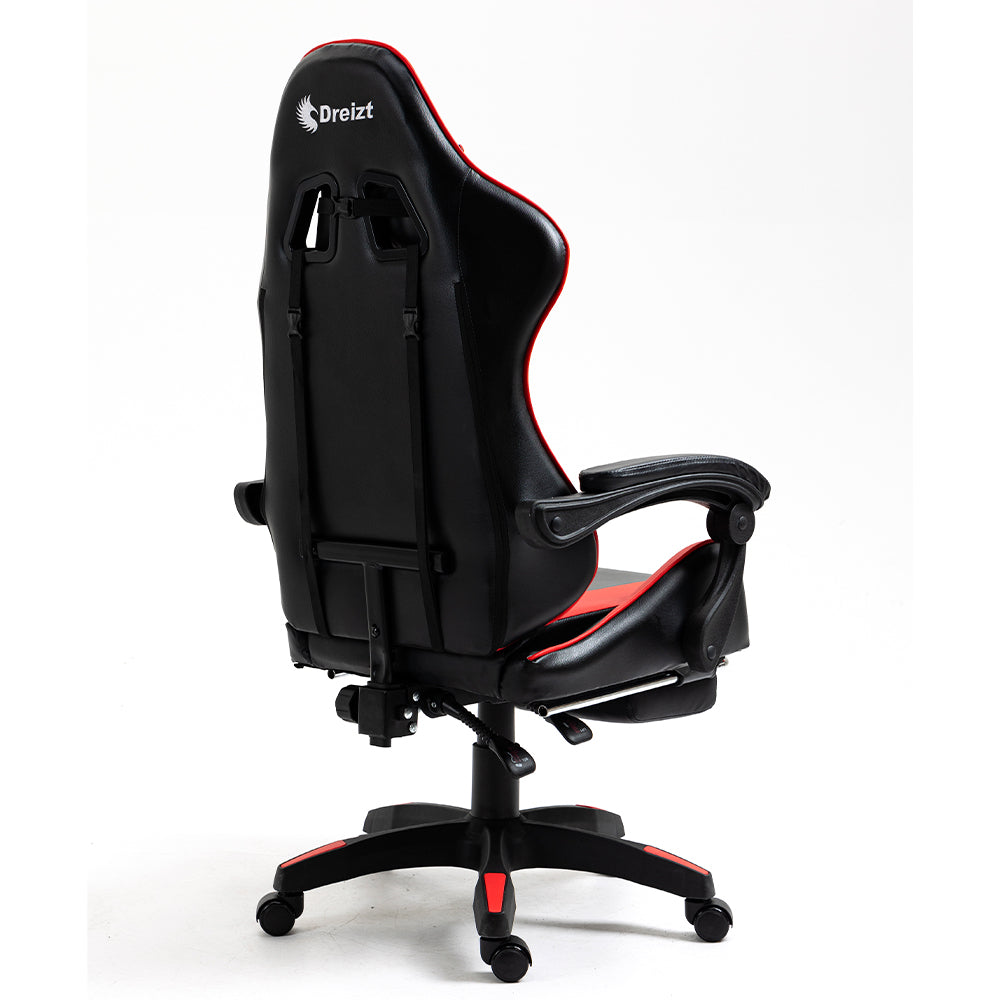 Silla Gamer Ergonómica Dreizt Shine Series Rojo con Posapies Reclinable